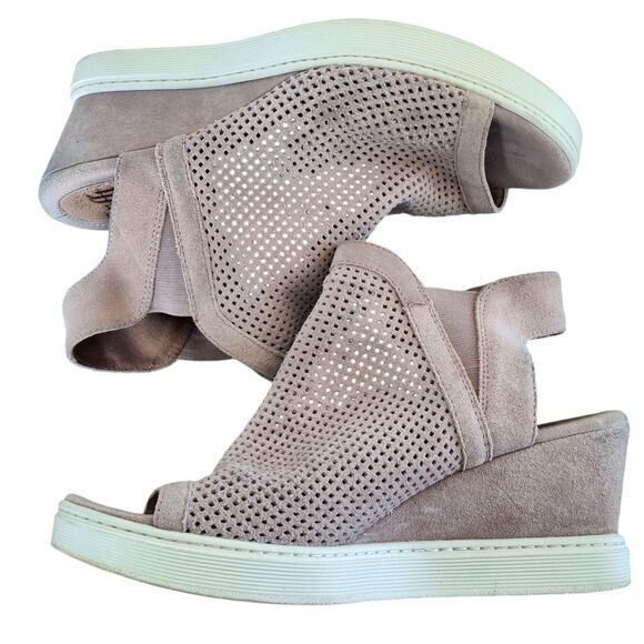 Sofft Suede Peep-Toe Comfort Sneaker Wedges Basima Dusty Pink Perforated Cushy 9 - Picture 15 of 15